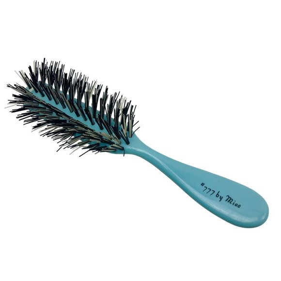 Vintage Teal Plastic Hair Brush #777 By Mico with Nylon Bristles MCM 60s 70s - Picture 1 of 3